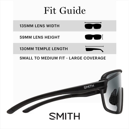 SMITH Optics Bobcat Sunglasses – Shield Lens Performance Sports Sunglasses for Skiing, Biking, MTB, Mountaineering & More – For Men & Women – Matte + Clear-Gray Photochromic Lens