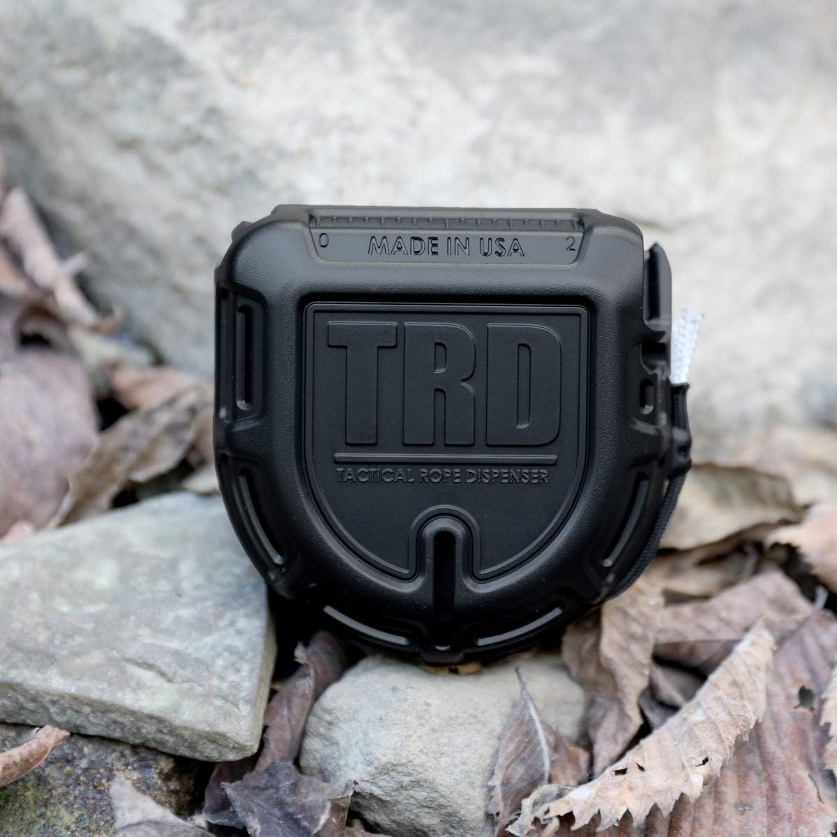 Atwood Rope MFG Tactical 550 Paracord Parachute Cord Rope Dispenser 50ft Spool TRD | Cutting Blade, Belt Clip, Cord Grip, View Port, Integrated Ruler