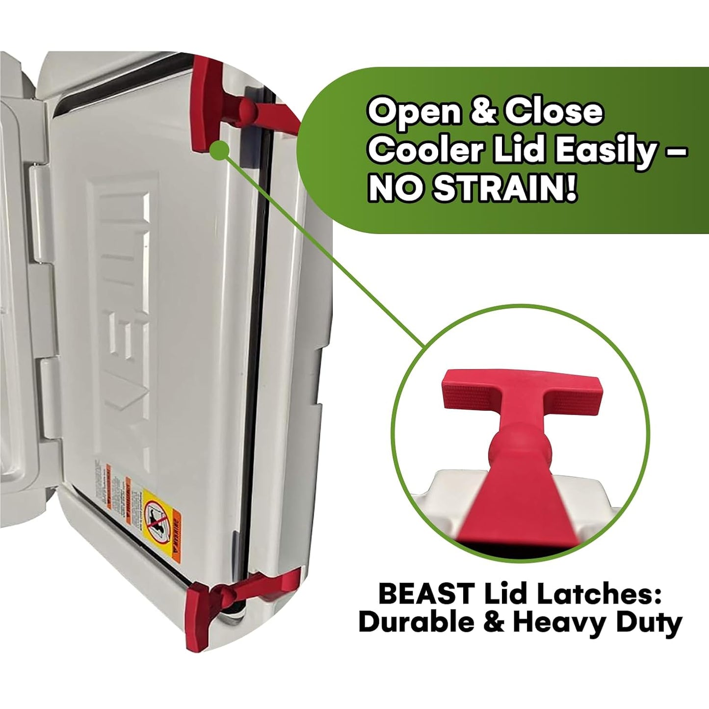 Beast Cooler Accessories 2-Pack Replacement Lid Latches for Yeti and RTIC - Black Rubber, Cooler Latches Replacement for Yeti, RTIC, and More - Hard Handle Grips, 20 Inches