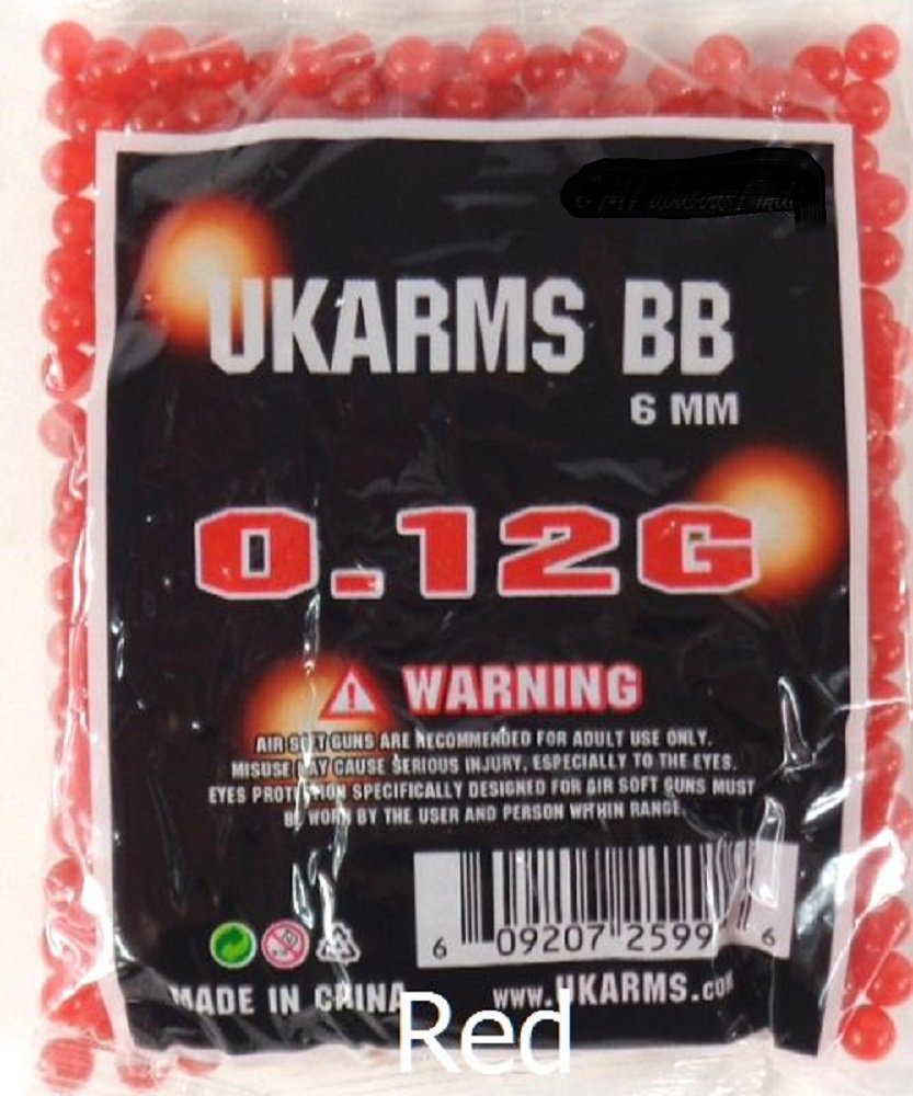 Dollaritem UKARMS 0.12g 6mm Airsoft BBS, (Blood Red, 1xBag)
