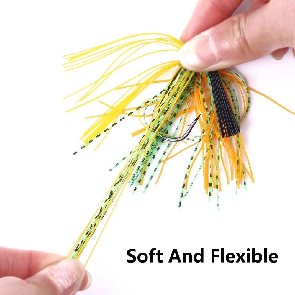 8Pcs Bass Jigs Fishing Lures Weedless Swim Jig with Weed Guard Multicolor Silicone Skirt 10g 3/8 oz Spinnerbait for Bass Pike Trout Saltwater Freshwater Fishing