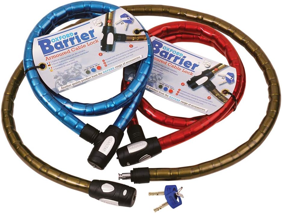 Oxford OF145 Smoke 25mm Diameter 4.9' Long Barrier Armored Cable Lock