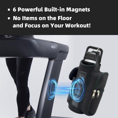DuoLizDe Magnetic Water Bottle Holder with Strap fits 18-46oz, 6 Built-in Magnets Gym Bag Attach to Fitness Equipment, Water Bottle Carrier with Phone Pockets, Magnetic Gym Bag, Gyms Essential
