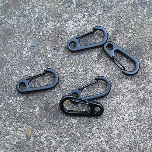 Mini Hanging Buckle, Uning Pack of 20Pcs Metal Spring Backpack Clasps Carabiners Hook EDC Keychain Fishing Camping Bottle Hooks Paracord Tactical Survival Gear (Black)