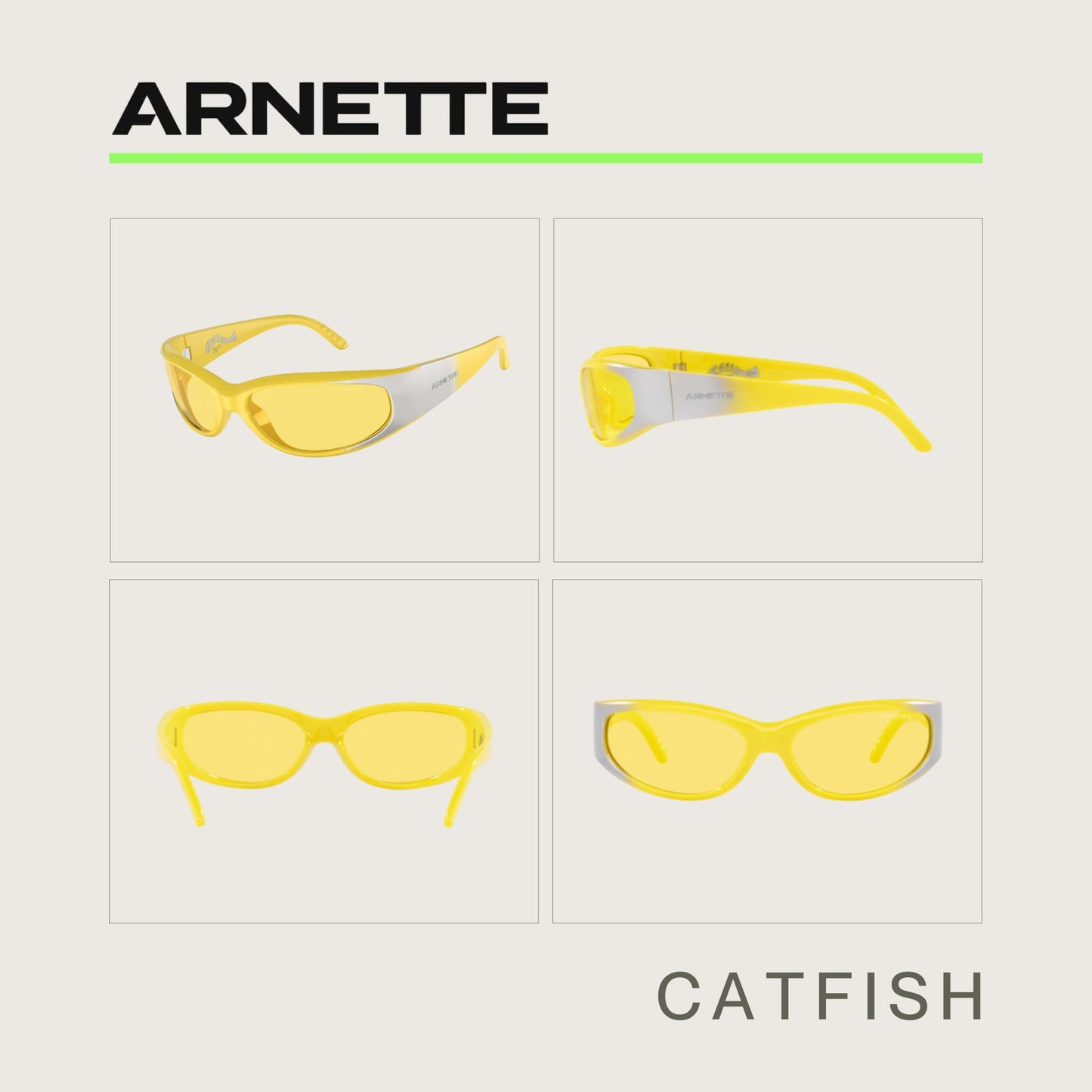 ARNETTE Catfish AN4302 281685 62MM Yellow Gradient Metal Silver/Yellow Sunglasses for Men for Women +BUNDLE with ACCESSORY EYEWEAR KIT