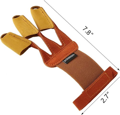 Huntingdoor Archery Glove 3 Finger Guard Finger Tab Protective Gear Leather gloves for Hunting shooting Targeting for Men Women Youth Beginner