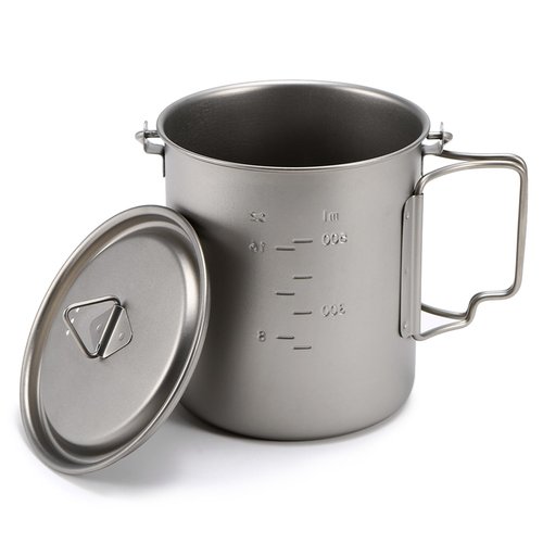 HURRISE Water Mug Cup with Lid and Foldable Handle, Cup Outdoor Mug 750ml Pot for Camping Hiking Travelling Backpacking Climbing