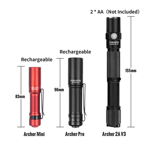 ThruNite EDC Flashlight Archer Mini, 405 Lumens Tail Switch LED Flashlight, USB C Rechargeable Little Pocket Penlight for Camping, Outdoor, and Emergency - Red Cool White