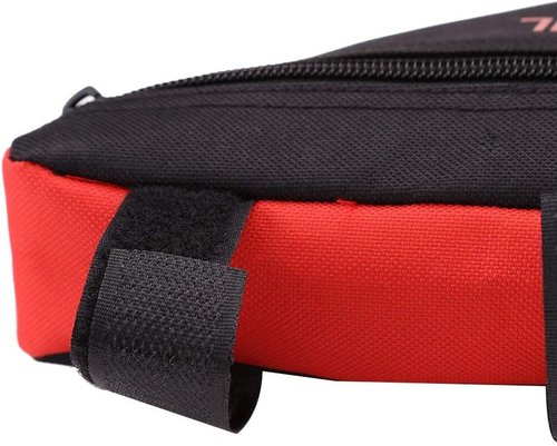 Dilwe Triangle Bag, Portable Large Capacity Frame Strap-On Pouch for Cycling Traveling Accessories, Durable Black&Red Design