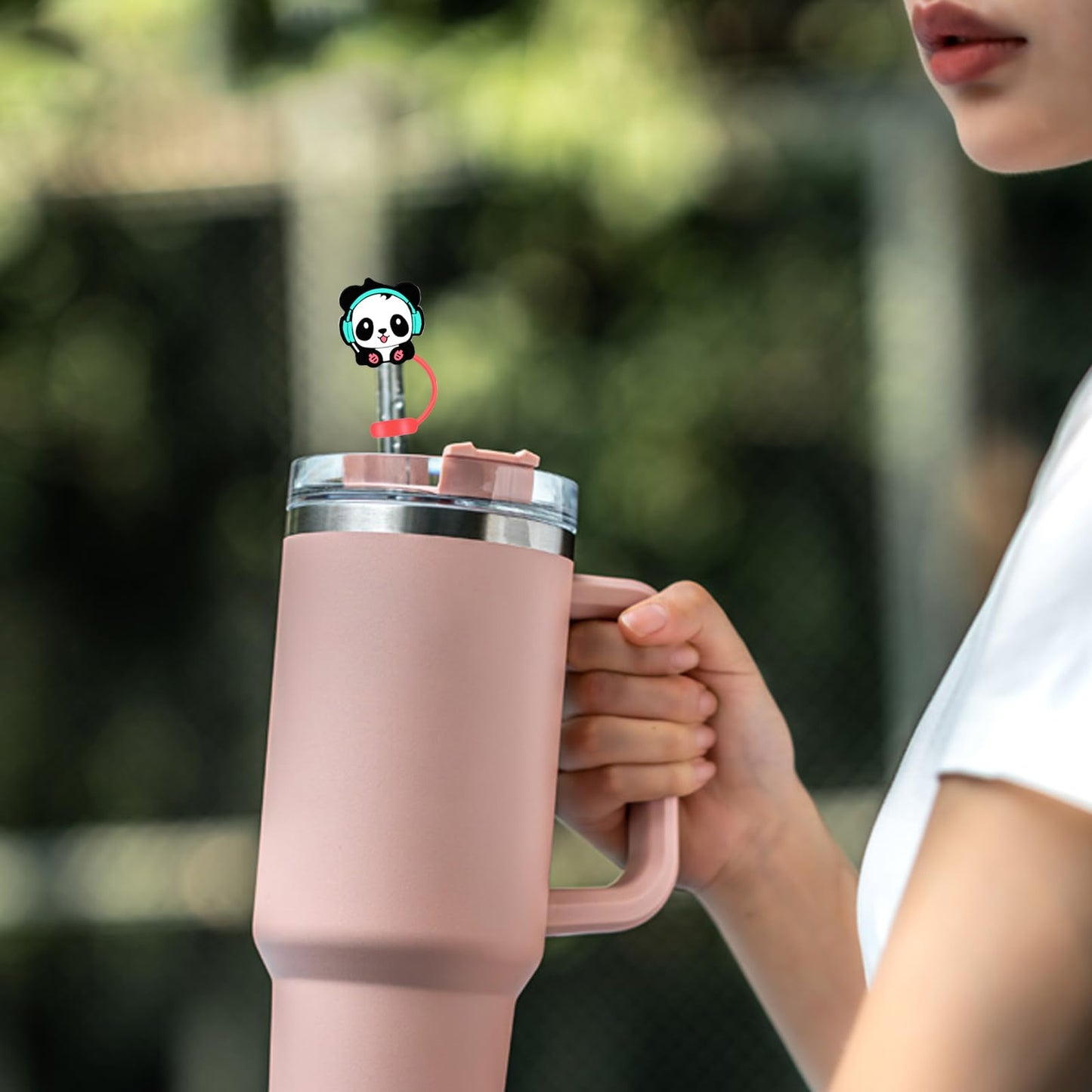 8 Packs Straw Cover Cap for Stanley Cup, Silicone Straw Topper Compatible with 30&40 Oz Tumbler with Handle, 10mm Reusable Straws Tips Lids, Red