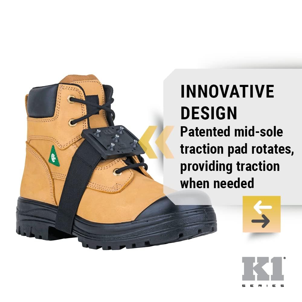 K1 Mid-Sole Ice Cleats for Men & Women - Rotatable Traction Aids For Winter Snow - Hi Vis - Low Profile
