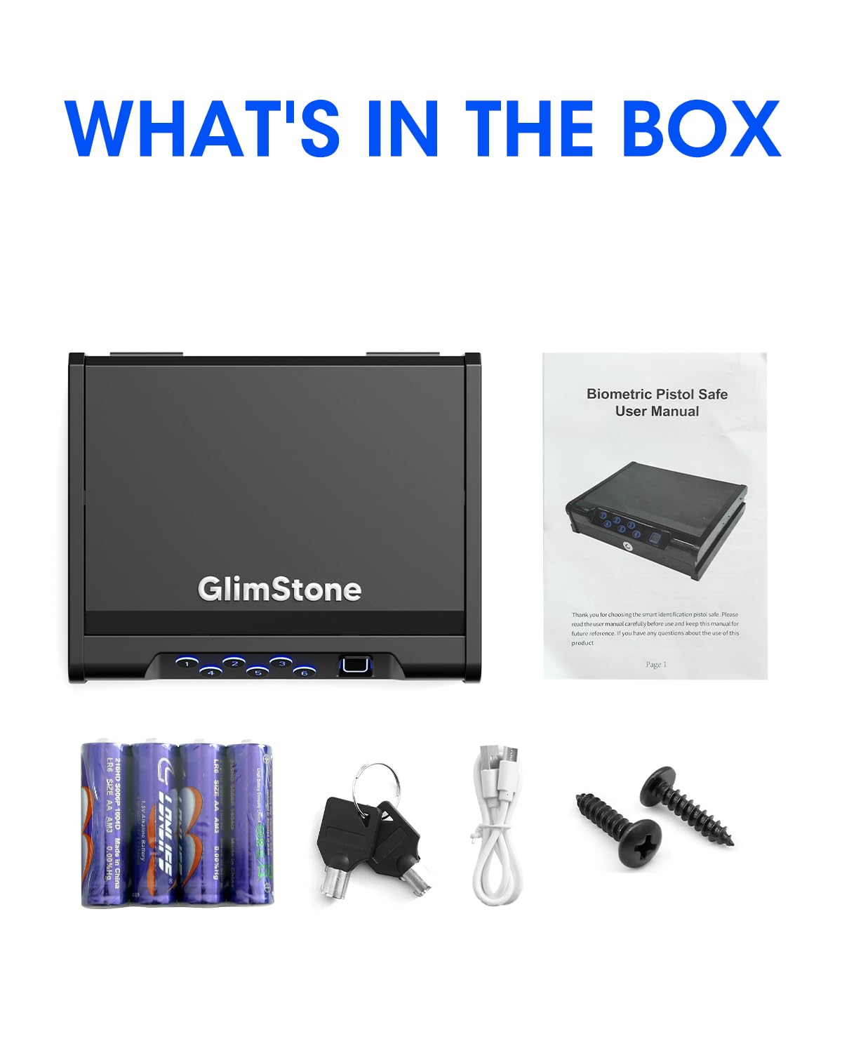 Glimstone Gun Safe, Biometric Gun Safe for Pistols, Easy Edition, 3 Ways Quick Access With Fingerprint/Digital Keypad/Key, Smart Handgun Safe for Home Bedside Nightstand Car