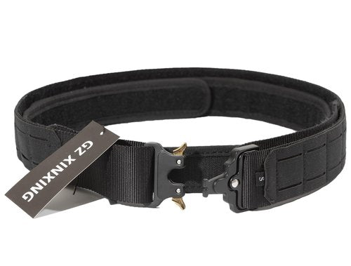 GZ XINXING 2.0" Tactical Belt for Men Black with 1.75" Internal Tactical Belt and Quick Buckle Metal Buckle Duty Belt - Heavy Duty Battle Belt