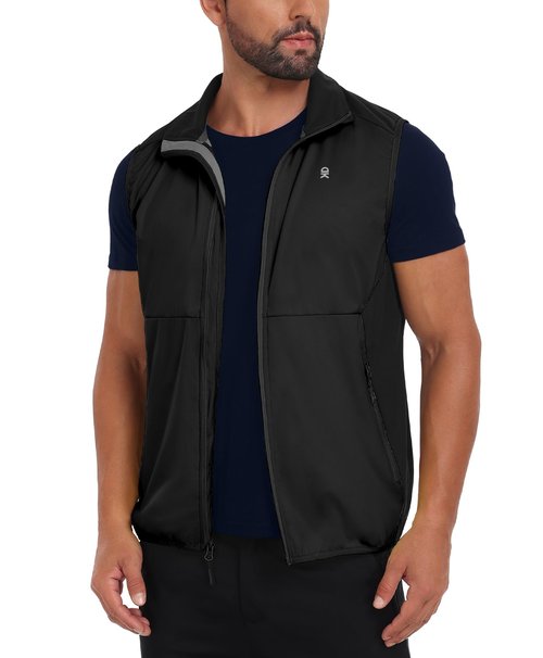 Little Donkey Andy Men's Water-resistant Outerwear Vests, Stretch Windproof Vest for Cycling, Running, Golf (Black M)