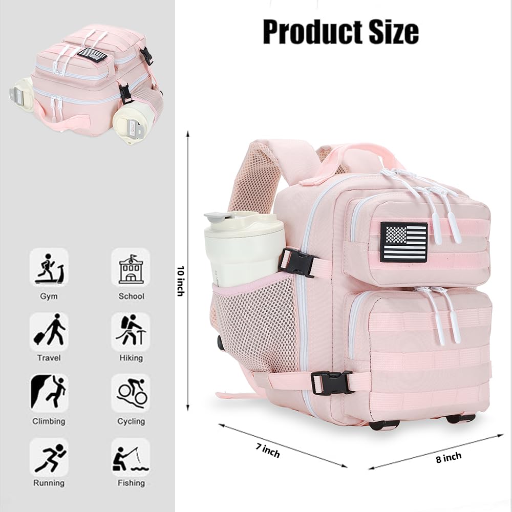 9L Mini Tactical Backpack for Men and Women, Tactical Backpack Small for Hiking, Small Tactical Bag（Pink）