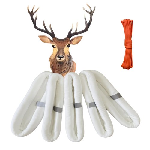 Lipulacer Elk Game Bags, 5 Pack Hunting Meat Bags, Reusable & Breathable Rolled Heavy Duty Quarter Bag with Reflective Strip and 30ft Hanging Paracord for Elk/Deer/Moose/Caribou, 48" x 4, 28" x 1