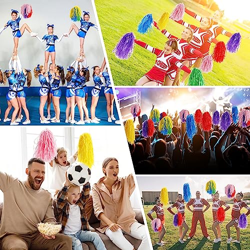 Colorful Cheerleader Pom Poms Bulk with Handles - 48 Pack