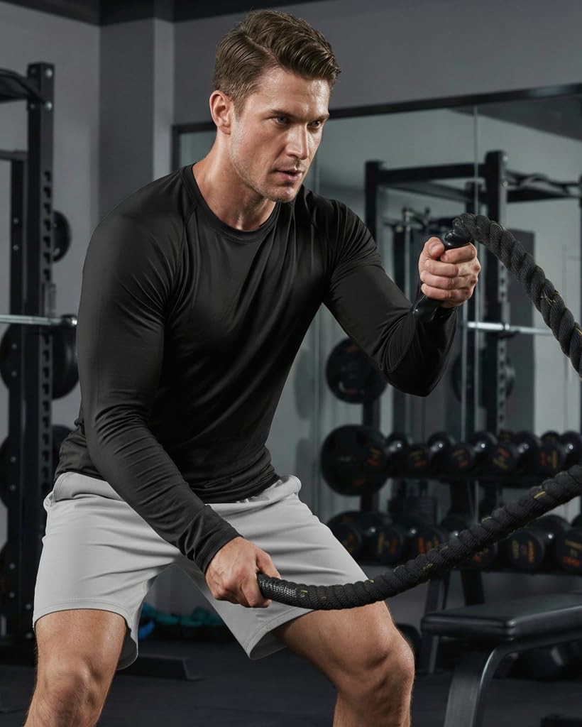 MAGCOMSEN Men's Long Sleeve Shirts UPF 50+ UV Sun Protection Athletic Shirts for Hiking, Running, Workout, Rash Guard Black X-Large