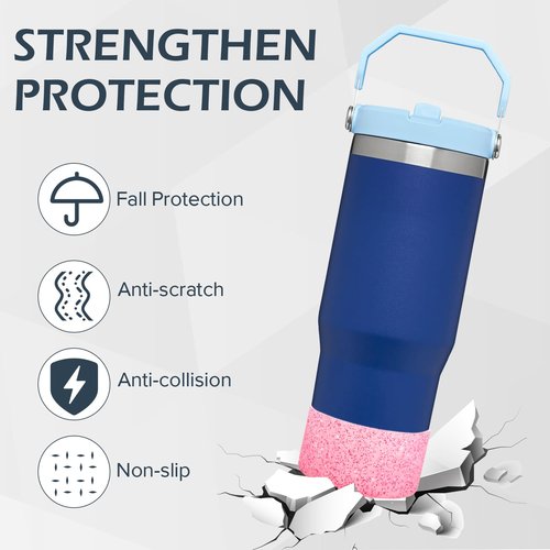 Cadolen Glitter Silicone Boot, 2 PCS for Stanley Boot, Compatible with 30 40oz Stanley Cup, Slip/Scratch/Noise Protector for Stanley Accessories and More Bottles/Tumblers Bottom of 2.8-2.95in