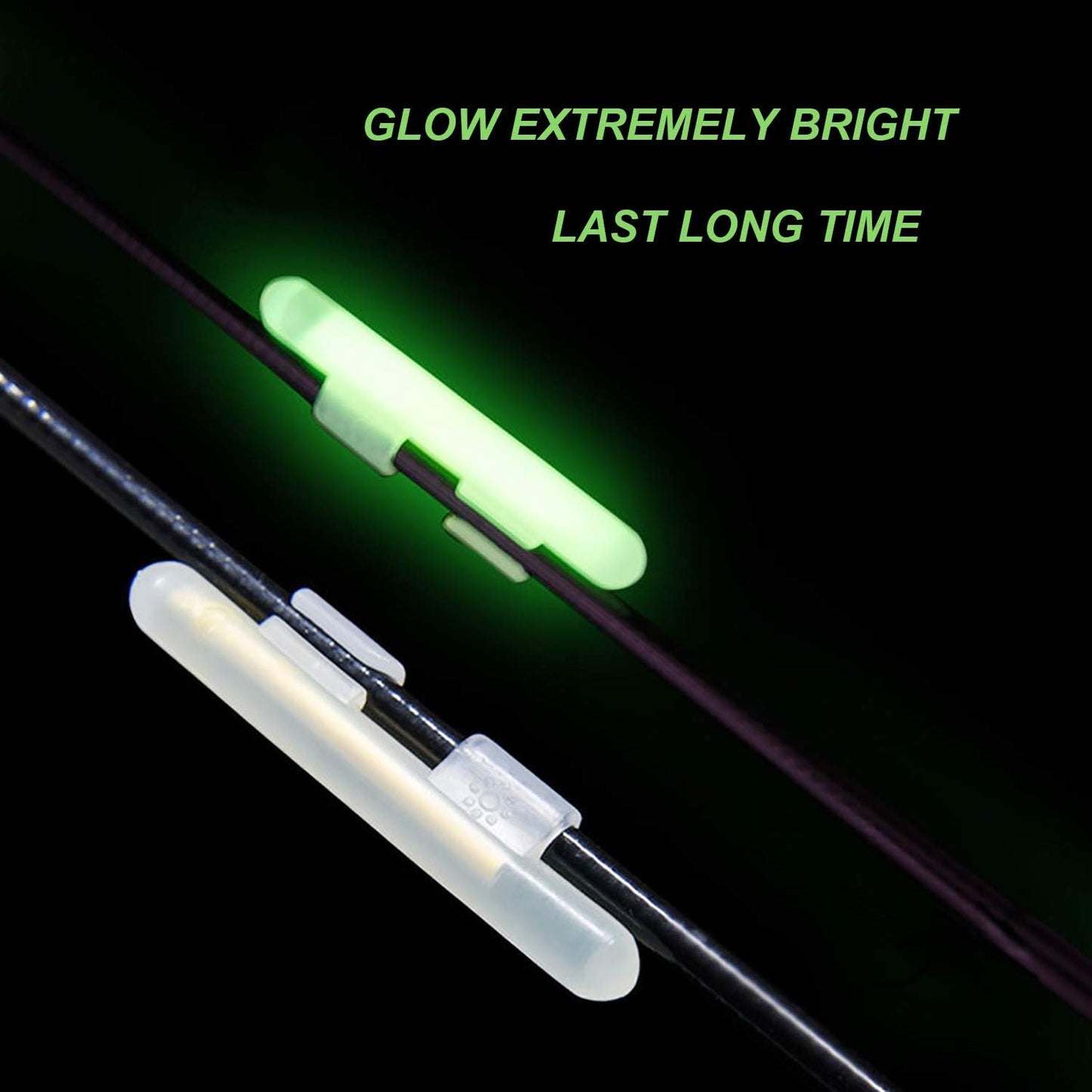 THKFISH Fishing Glow Sticks Rod Tip Glow Sticks Fishing Rod Floats Glow Stick Fishing Rod Night Fishing Light Fishing Green Fluorescent Light 100pcs(50bags) #M #L #XL