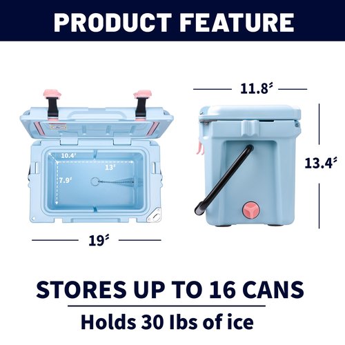 EchoSmile 12/18 Quart Rotomolded Cooler, Portable Hard Ice Chest, Suit for BBQ, Camping, Pincnic