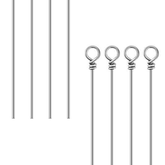 100 Pack Fishing Looped Spinner Shaft, Fishing Shaft Wire Stainless Steel Spinner Bait Wire Fishing Spinner Shaft Fishing Lure Making Supplies Rigs for Freshwater Bass Trout Walleye Salmon Catfish