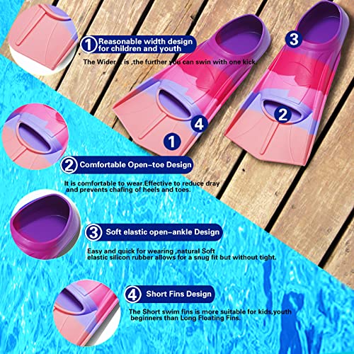 Kids Short Swim Fins for Lap Training - Rainbow-B / M US 4-5.5 / Women 5-7