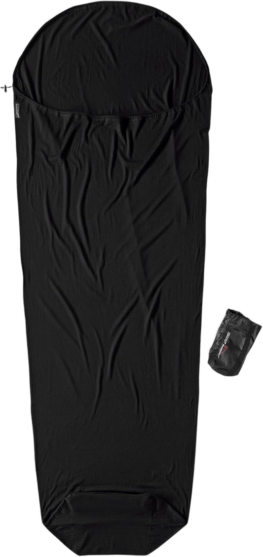 Premium Merino Wool MummyLiner - COCOON Black Sleeping Bag Liner for Comfort