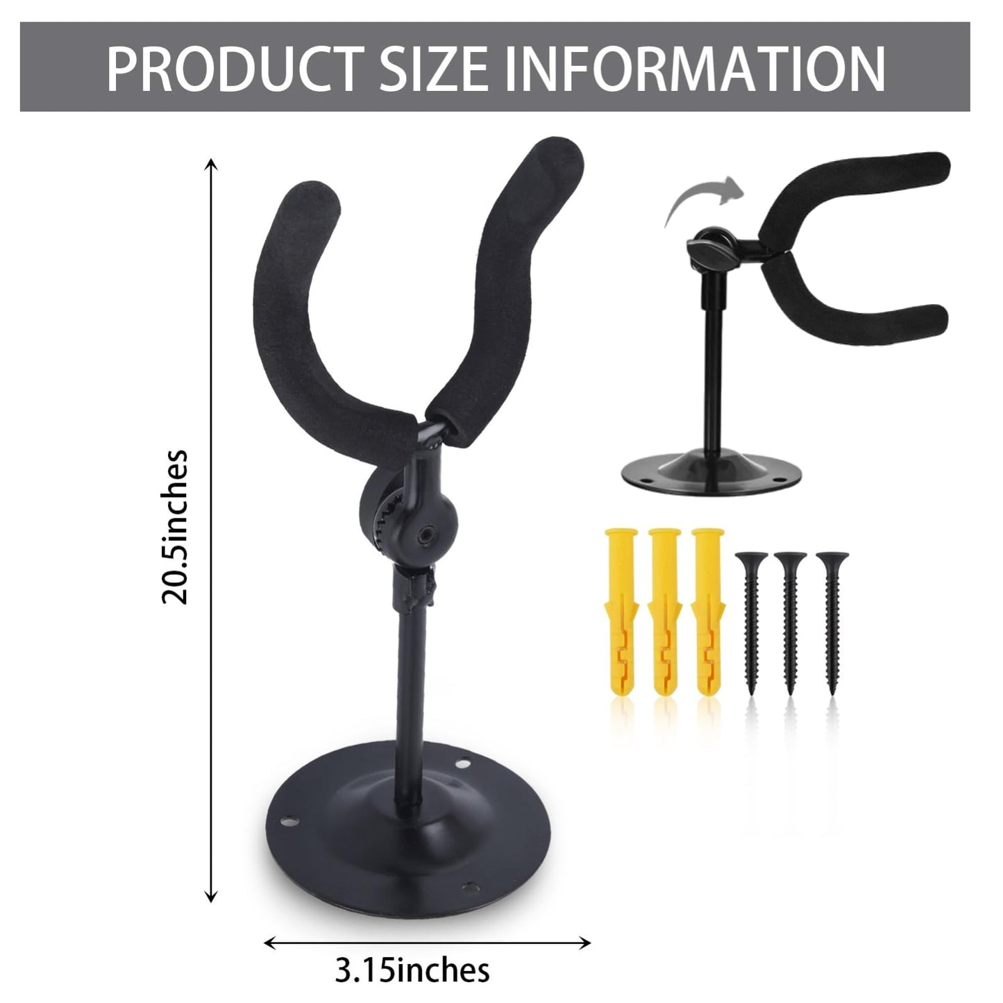 2Pcs Crossbow Wall Mount, Bow Rack, Adjustable Compound Bow Stand for Storing and Displaying Bows, Adjust The Direction Sponge Protection Without Scratches