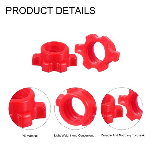 uxcell Dumbbell Bar Nut Barbell Screw, 2.5cm Spin-Lock Collars Screw Hex Fixing Nuts for Weight Training Fitness Exercise, 4Pcs