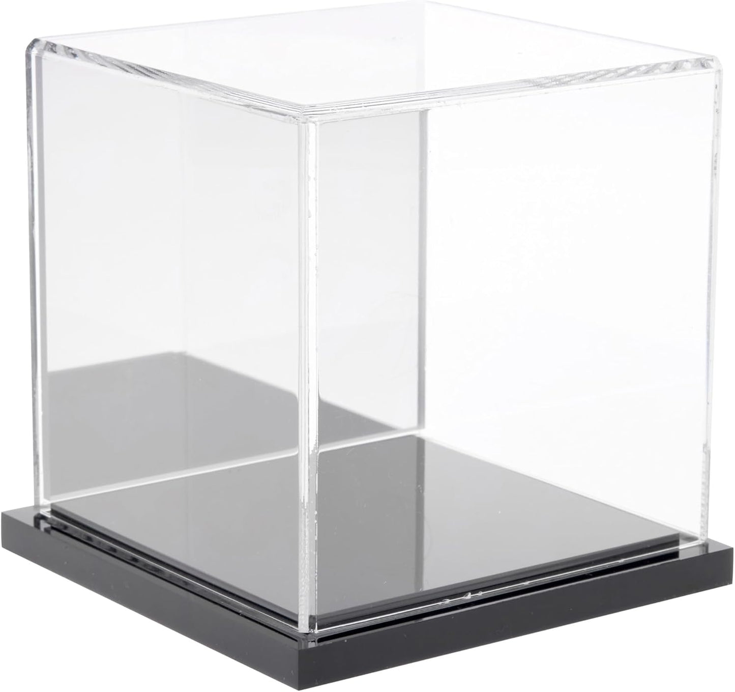 Plymor Clear Acrylic Display Case with Black Base, 4" x 4" x 4"