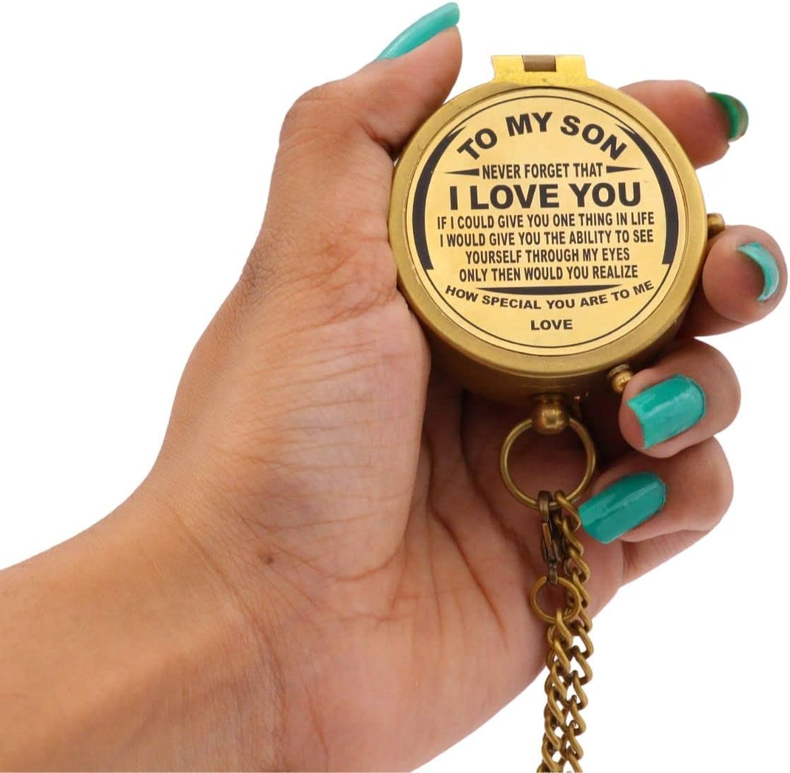 Engraved Dad to Son Compass - I Love You Gift for Son's Birthday, Graduation, or Confirmation