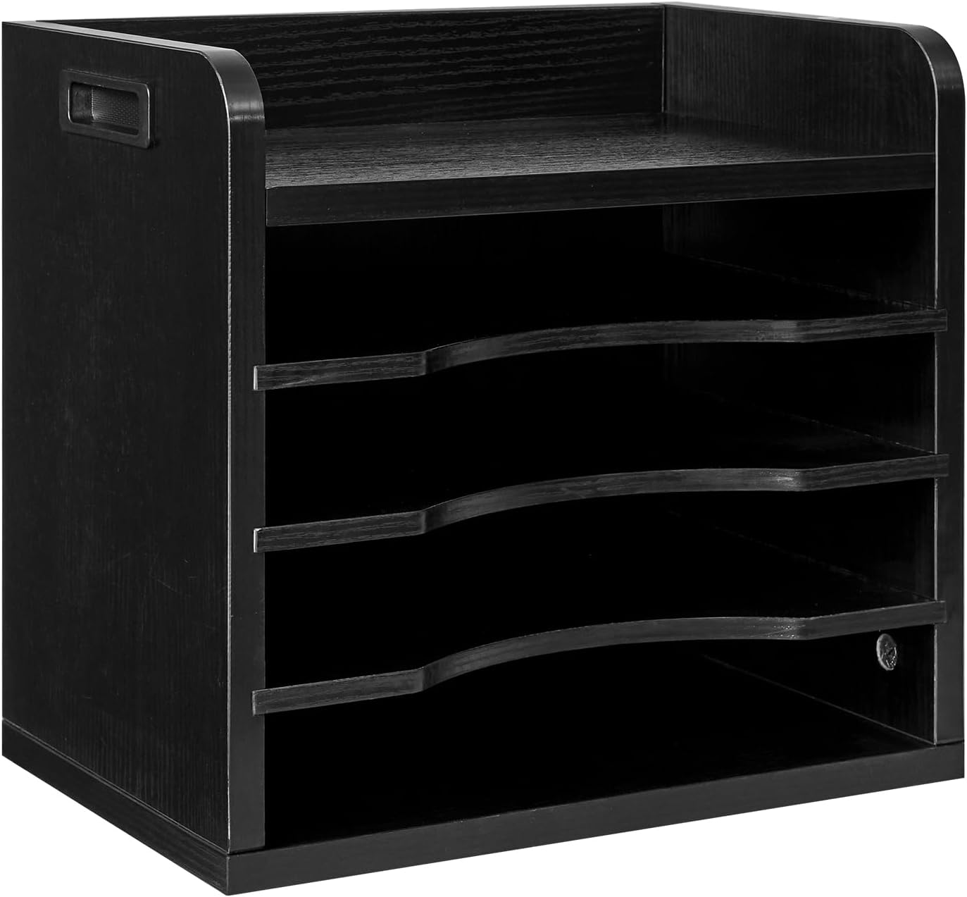 YMYNY Desktop File Organizer with Handle, Document Letter Mail Tray Sorter with 3 Adjustable Shelves, 5 Tiers Paper Holder for School Home Office Desk, Rustic Brown,13.4 * 12.4 * 9.06" UHBC006H