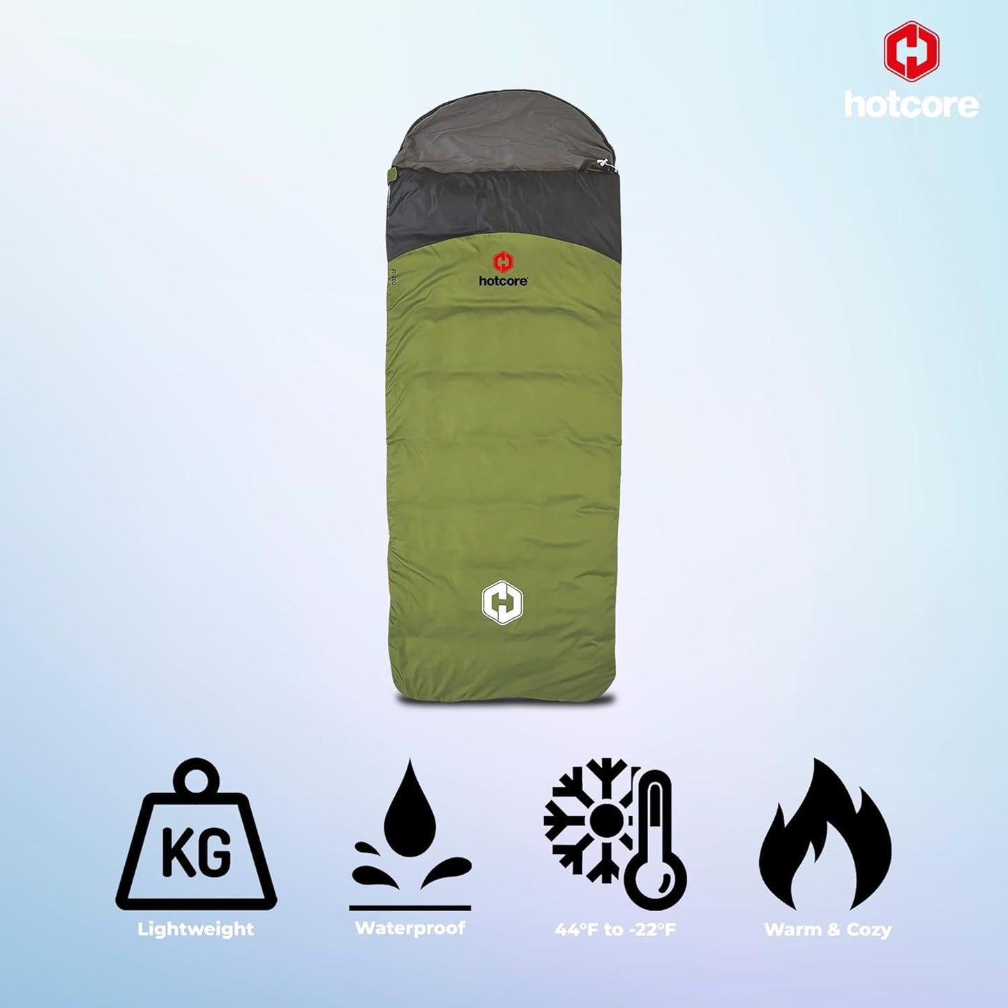 R Series Lightweight Compact Sleeping Bag - Multi-Season, 44°F to -22°F, 90” x 34”