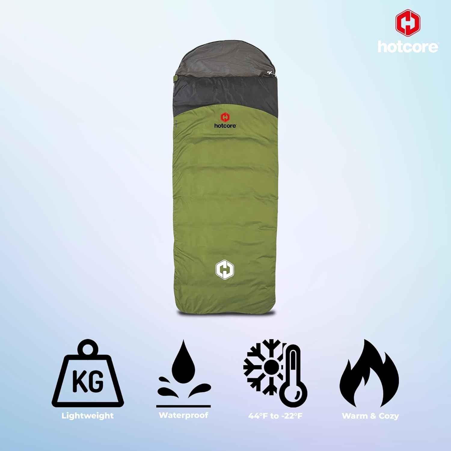 R Series Lightweight Compact Sleeping Bag - Multi-Season, 44°F to -22°F, 90” x 34”