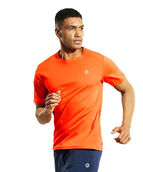 Nepest Men's Workout Shirt Dry Fit Athletic Running T-Shirts Short Sleeve UPF 50+ Sun Protection Gym Tee Top Orange L