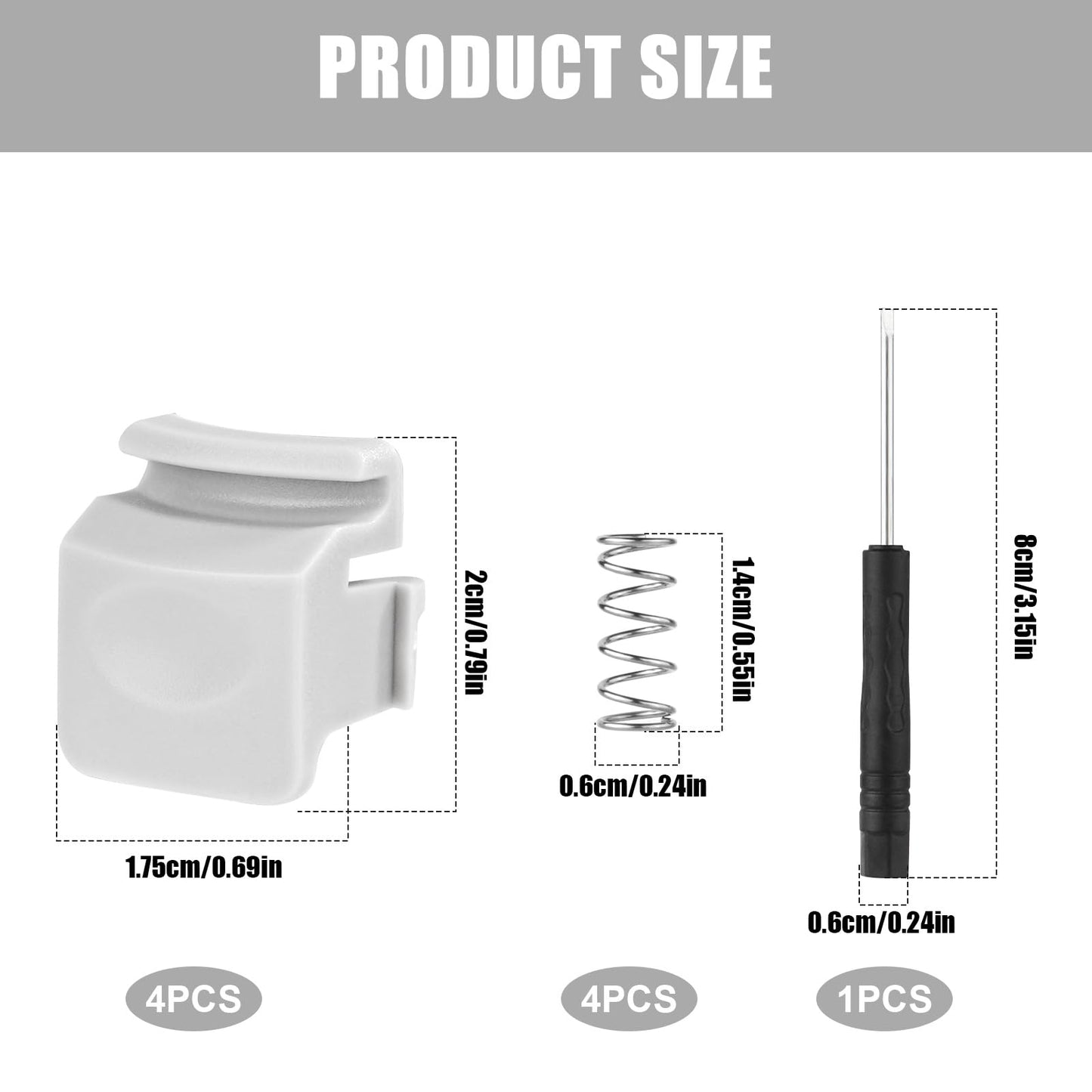 4pcs Replacement Button Compatible with Owala FreeSip 24oz 32oz, BPA-Free Water Bottle Button Switch Lid Mouth Push Spring Replacement Parts for Owala 19/24/25/32/40oz Bottle Accessories (Grey)