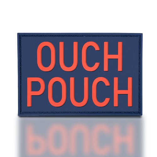 backtime Ouch Pouch Morale Patch PVC Tactical Patch with Hook & Loop Fastener, Funny 3D Rubber Humor Patch for Backpacks, Bag, Jeans, Jacket, Vest, Hat, Helmet, Red Blue Color