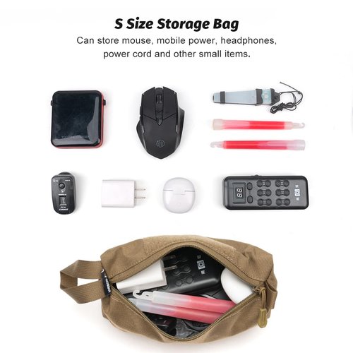 IDOGEAR Handheld Portable Storage Bag,Multifunctional Tool Bag, Zipper Travel Bag, Storage Sundries Bag For Outdoor Camping Cycling Hiking 3 Pack(Coyote Brown)