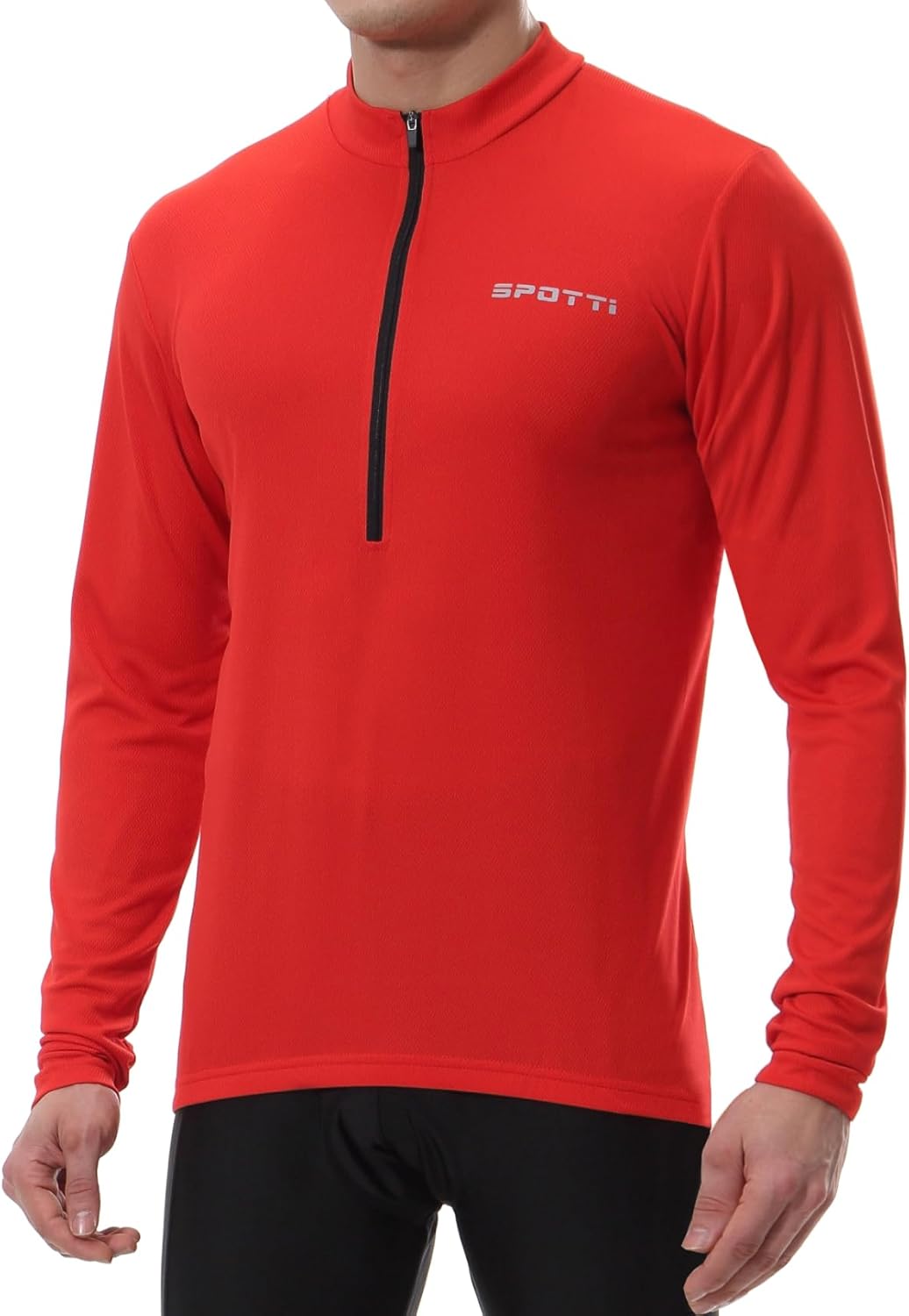 Spotti Men's Cycling Bike Jersey Long Sleeve with 3 Rear Pockets - Moisture Wicking, Breathable, Quick Dry Biking Shirt