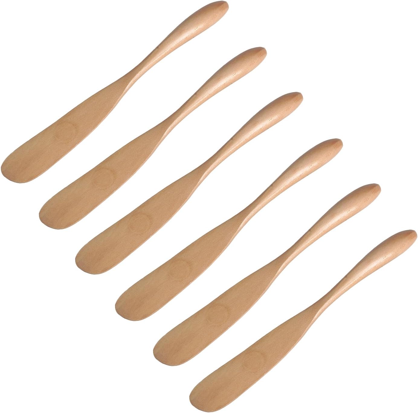 Wood Butter Knife Cheese Spreader 6.5", Set of 6, Restaurant Grade