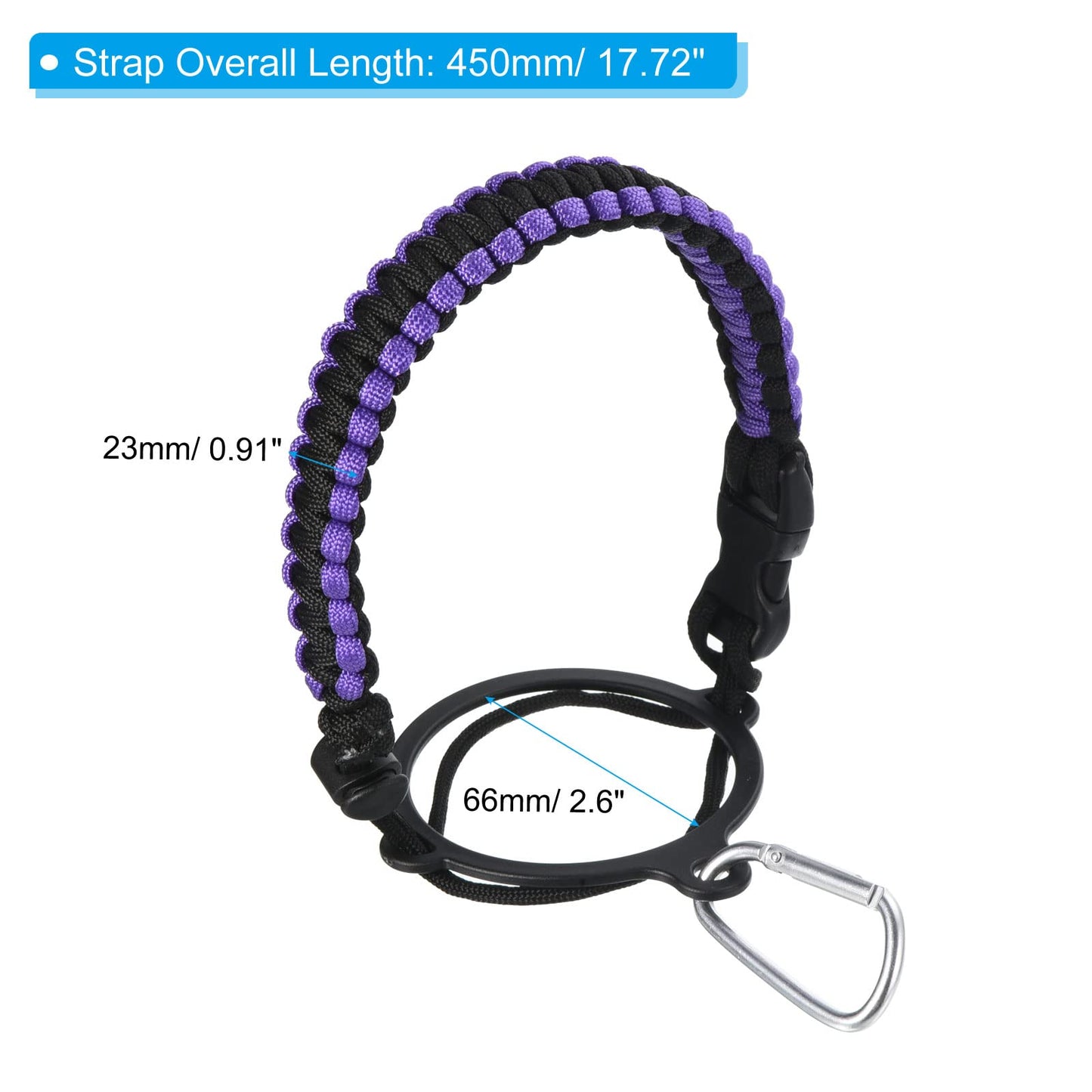 PATIKIL Paracord Handle, Lanyard Strap Carrier Water Bottle Handle Strap for 12oz to 64oz Wide Mouth Bottles, Black, Purple