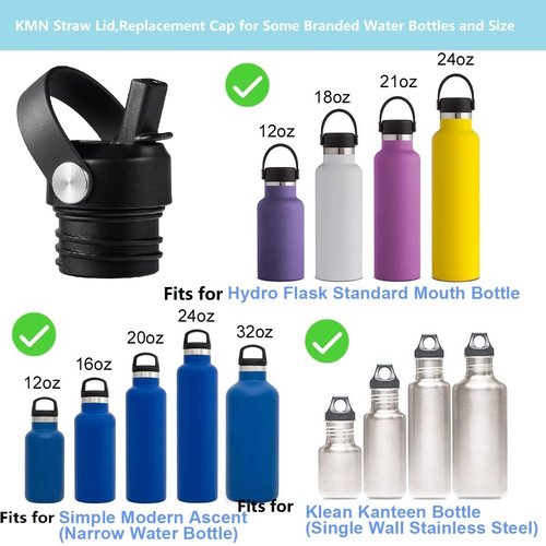Straw Lid for Hydro Flask Standard Mouth, Lids with Strawfor Hydroflask 18 21 24 oz Standard Mouth, StrawTop for Hydro Flask, Replacement Sport Cap, Black