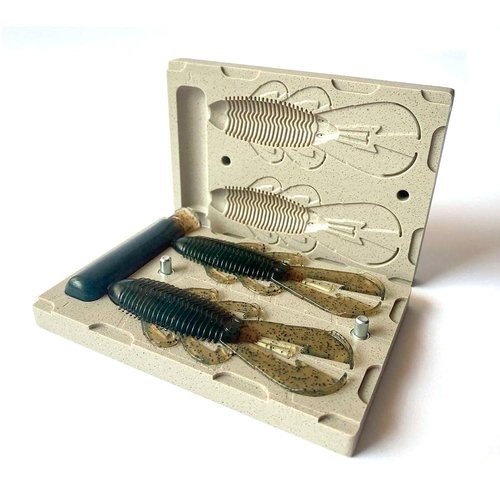 Smedioks Premium Soft Plastiс Mold Lure Making Injection Molds Fishing Lures 2 Cavity Googan Bandito Bug 4''