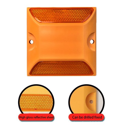 Biokany 10 Pcs Pavement Marker Road Reflectors,4 by 4 inch Street Pavement & Asphalt Stud Markers for Speed Bumps,Freeways & Driveways,Pedestrian Crossings,Sidewalks