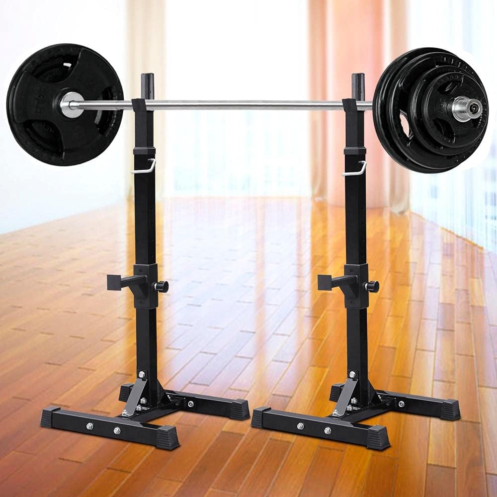 Yaheetech Pair of Adjustable Squat Rack Standard 44-70 Inch Barbell Rack, Solid Steel Squat Stands Bench Press Storage Home Gym Portable Dumbbell Stands