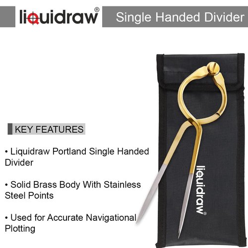 Liquidraw Portland Course Plotter Navigation Divider Kit Marine Sailing Nautical Protractor Single Handed Straight Divider Solid Brass 8"", Transparent