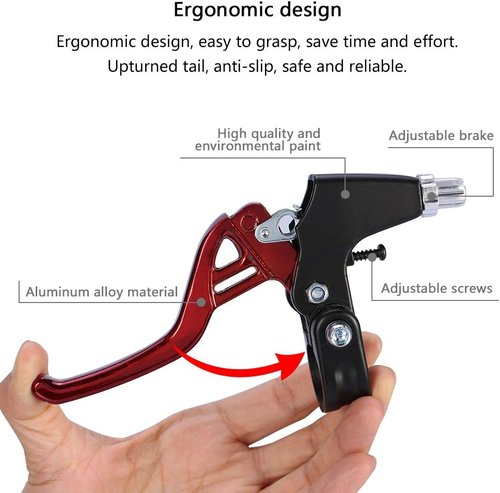 DISIWENE 1 Pair Bicycle Brake Lever, V-Brake Handlebar Aluminium Alloy Bike Brake Handle Universal 2.2cm for Most Bicycle, Road Bike, Mountain Bike (Black)