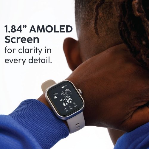Cubitt Viva Smartwatch/Fitness Tracker with 1.84" Touch AMOLED Screen, Bluetooth Calling, 60+ Sports, Blood Oxygen, Heart Rate, Stress and Sleep Monitor, Waterproof, Step Counter