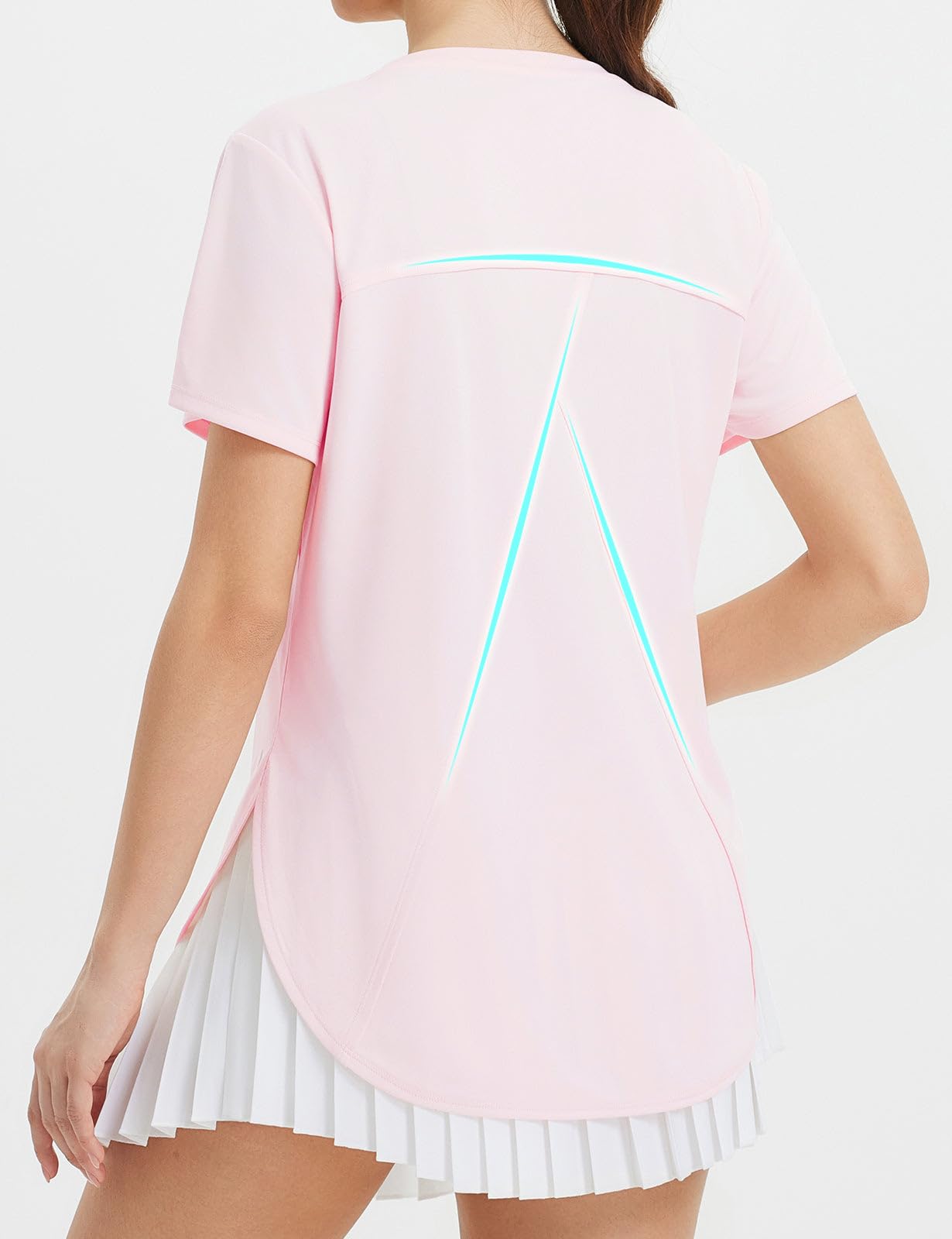 baleaf Women's Short Sleeve Workout Shirts Athletic Running Loose Fit Tops UPF 50+ Quick Dry T-Shirts Gym Yoga Tee Light Pink